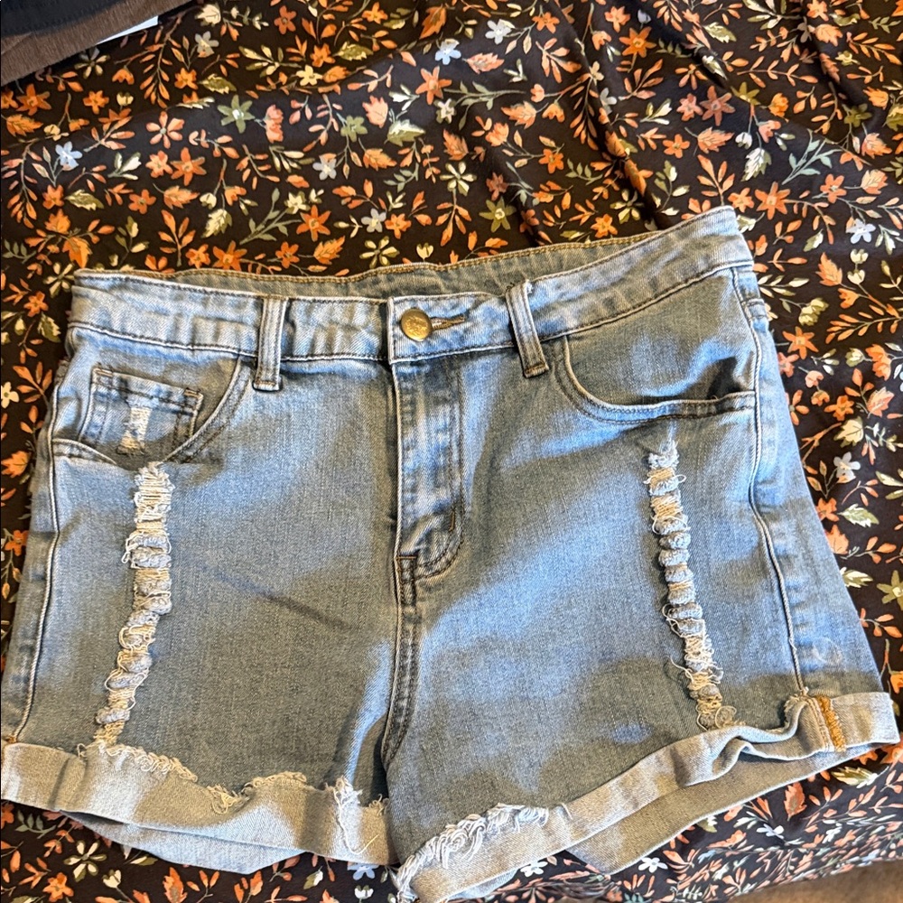Light Blue Distressed Denim Women's Shorts